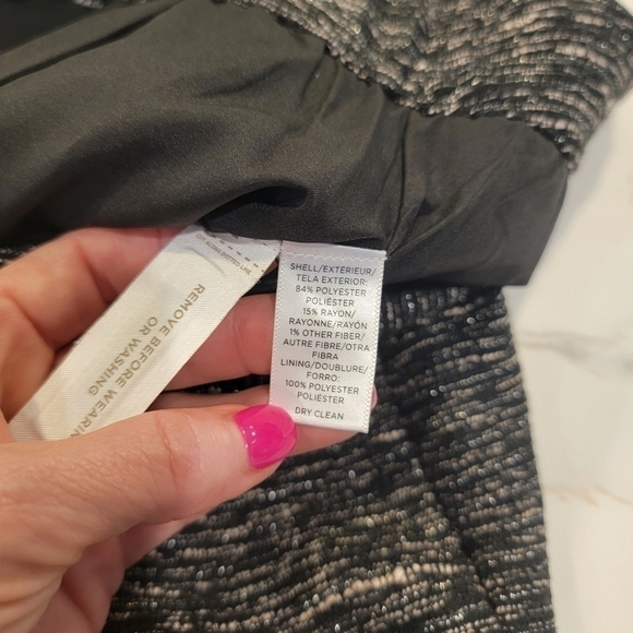 Ann Taylor Loft Black White Tweed with Metallic Thread Above Knee Skirt Size 2 - Picture 12 of 14